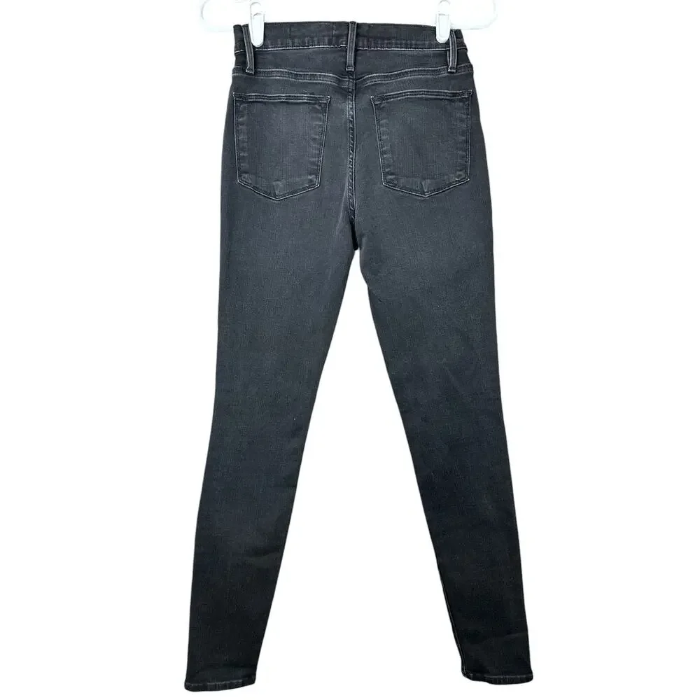 Frame Black Dark Wash Double Snap Fly ‘Le High Skinny’ High Rise Jeans Size 26